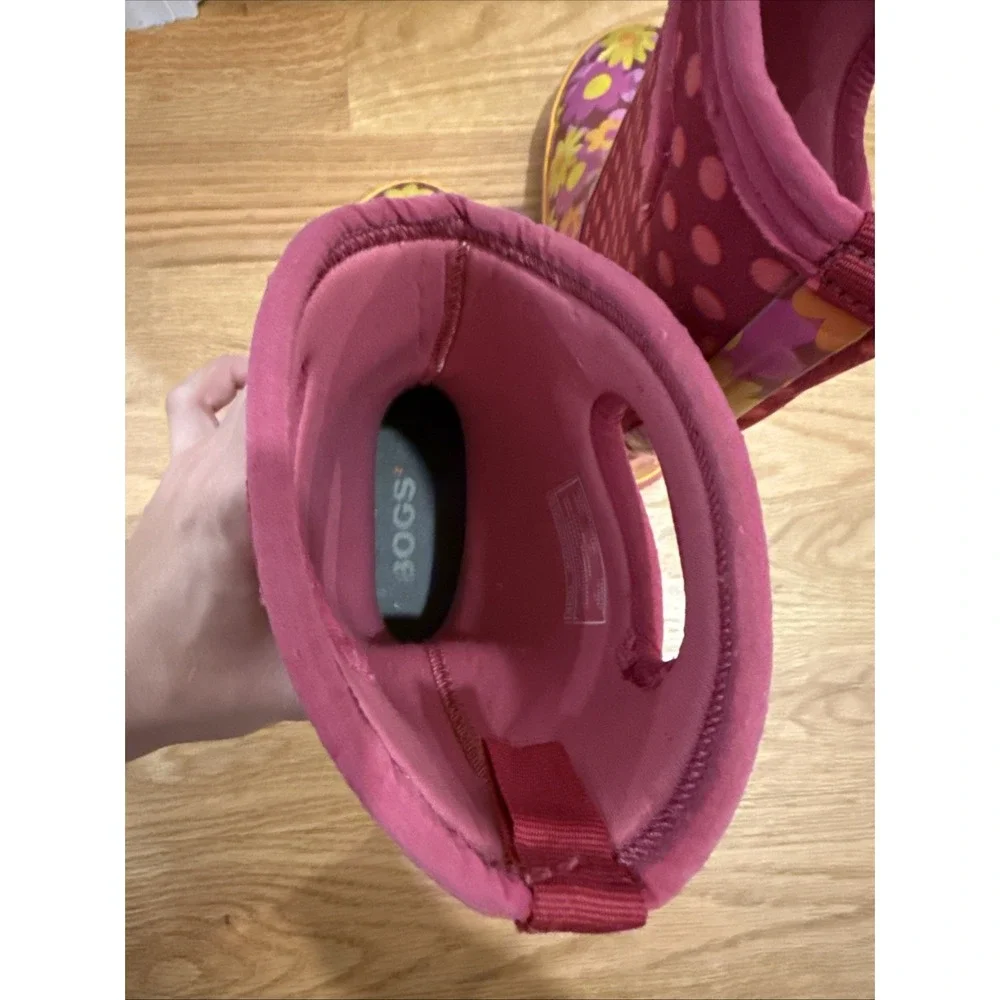 Bogs Flower Dots Youth Girls Size 6 Pink Floral Waterproof Winter Snow Boots